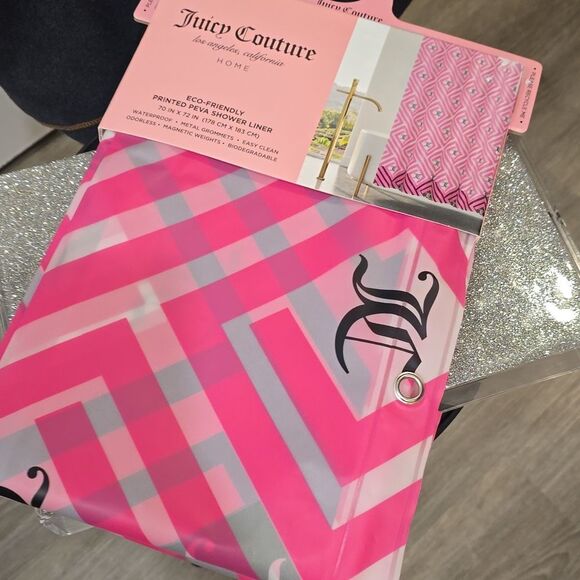 Juicy Couture Home JC Logo Geometrical PEVA Shower Curtain Liner - Picture 5 of 5